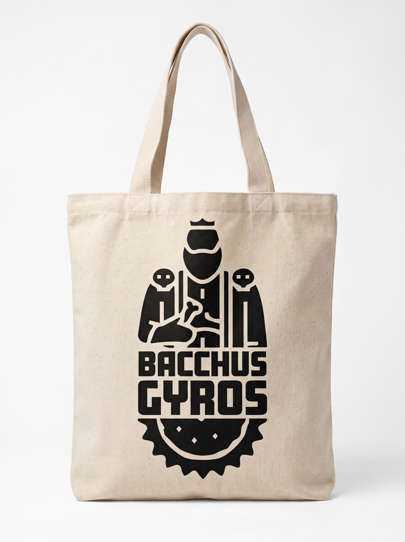 Tote bag écru sérigraphié du logo Bacchus Gyros